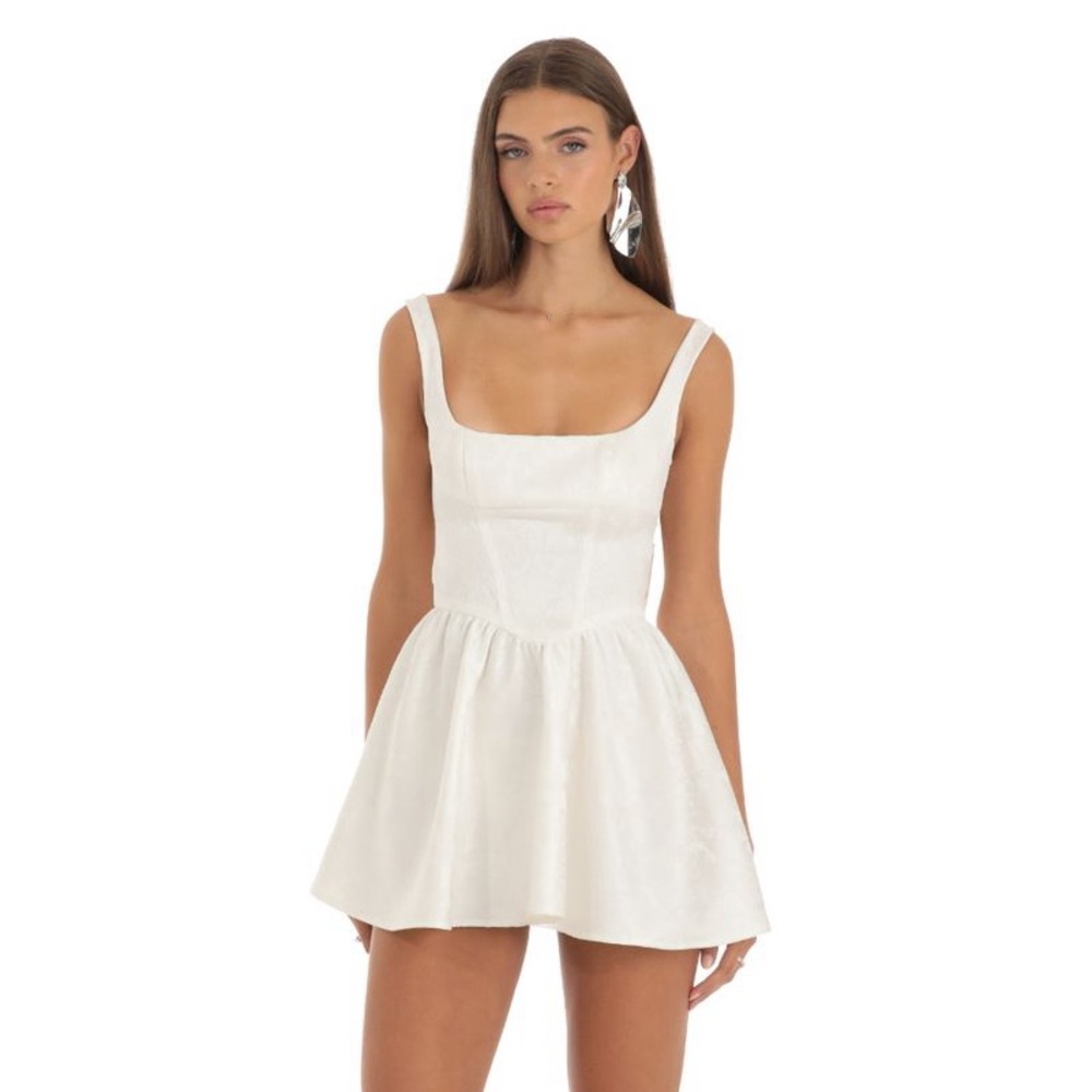 Lucy In The Sky Jacquard Mini Dress in White